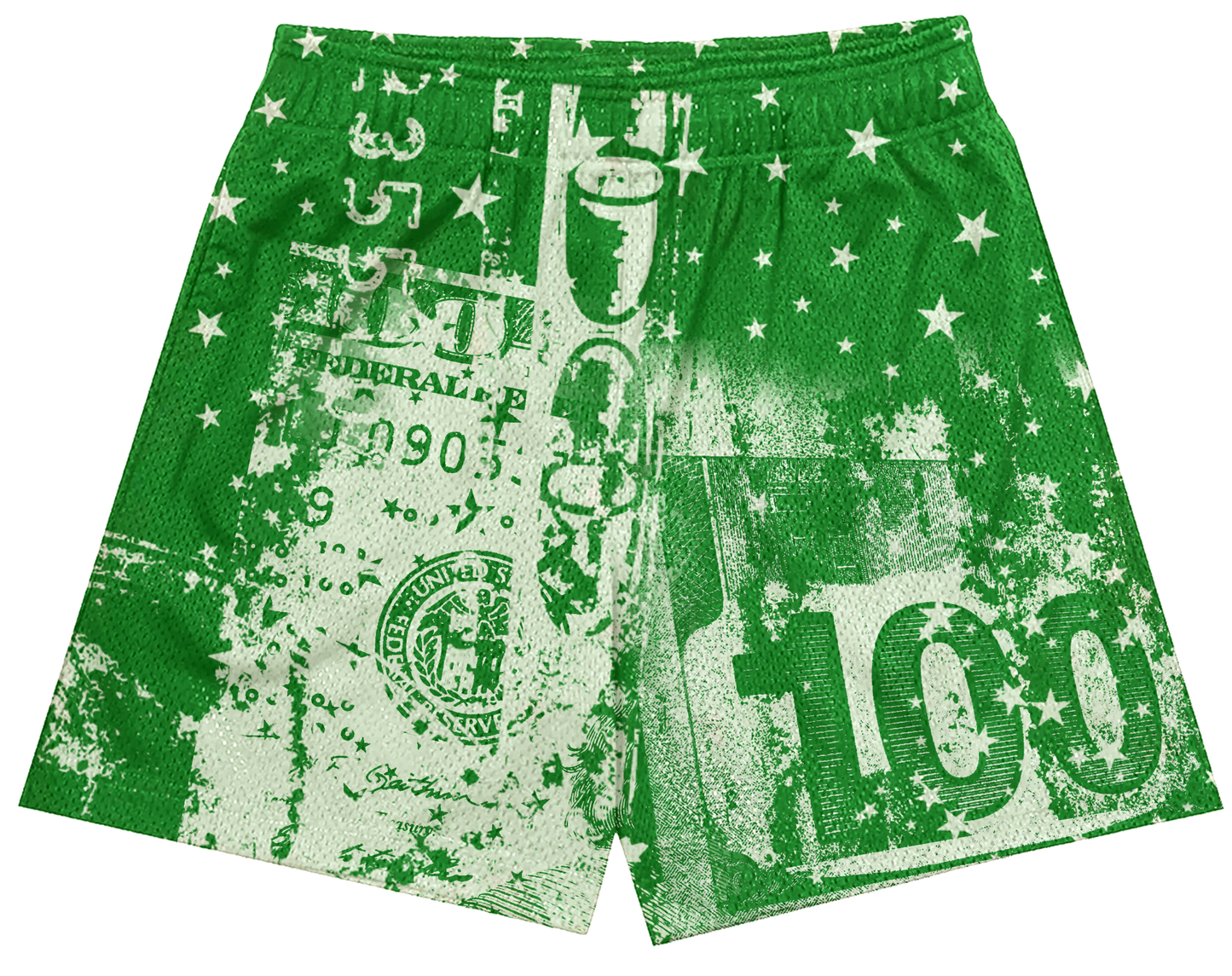 Mesh Jogger Shorts – Green, Cropped Fit