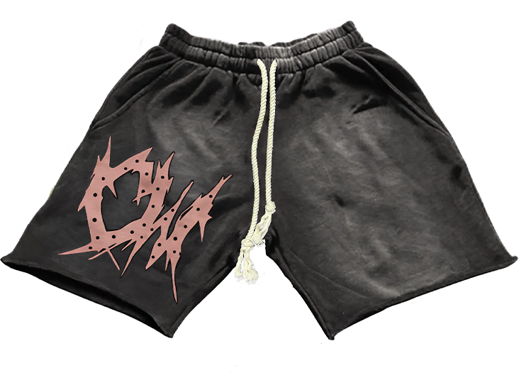 Cropped Black French Terry Fleece Shorts