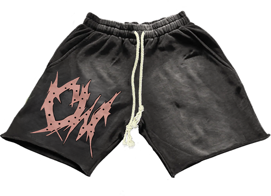 Cropped Black French Terry Fleece Shorts